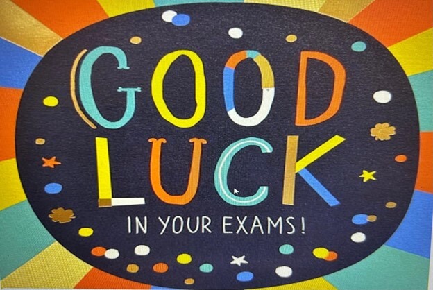 Text that reads "Good Luck in your exams!"