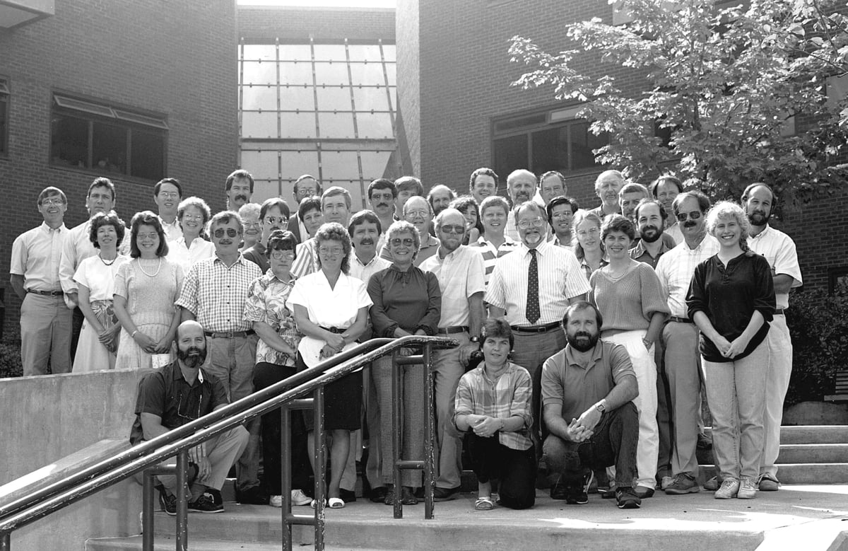 Faculty and Staff outside of Aiken Center 1989