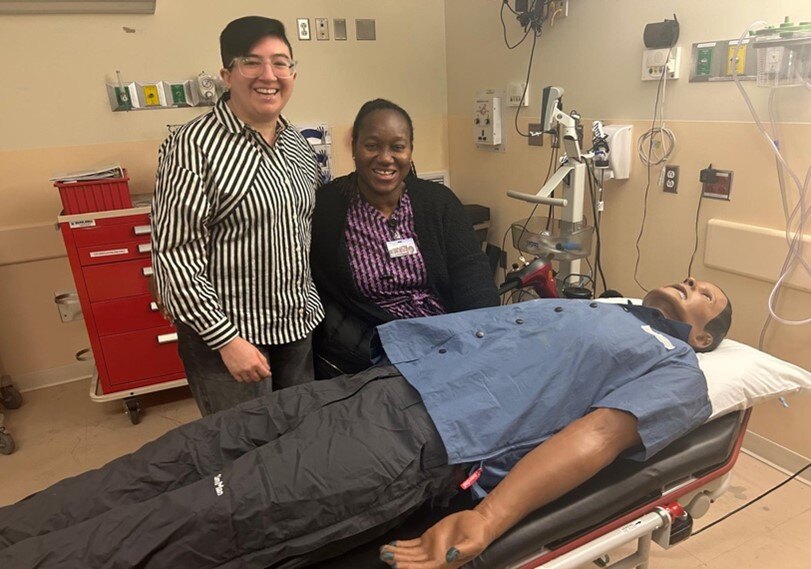 in sim lab with patient